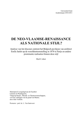 De Neo-Vlaamse-Renaissance Als Nationale Stijl?