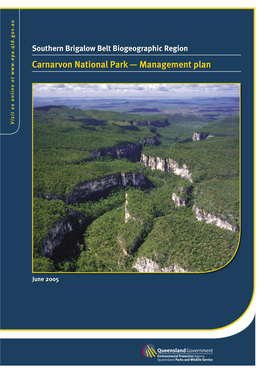 Carnarvon National Park Management Plan