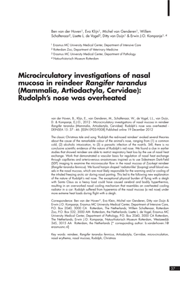 Microcirculatory Investigations of Nasal Mucosa in Reindeer Rangifer Tarandus (Mammalia, Artiodactyla, Cervidae): Rudolph’S Nose Was Overheated