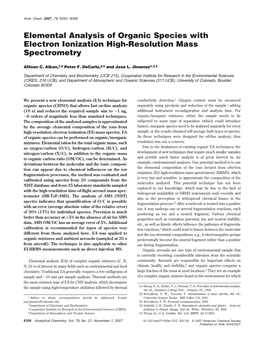 Elemental Analysis of Organic Species with Electron Ionization High-Resolution Mass Spectrometry