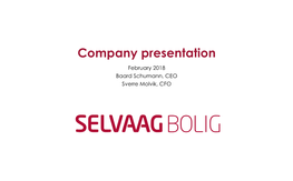 Selvaag Bolig Company Presentation Q4 17