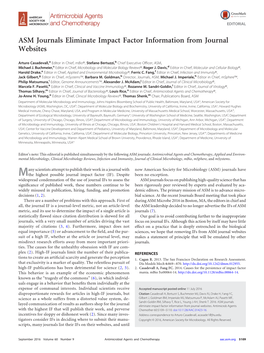 ASM Journals Eliminate Impact Factor Information from Journal Websites