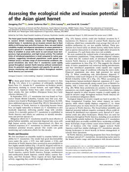 Assessing the Ecological Niche and Invasion Potential of the Asian Giant Hornet