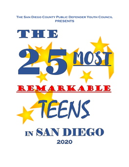 25 Most Remarkable Teens in San Diego 2020