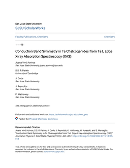 Conduction Band Symmetry in Ta Chalcogenides from Ta L Edge X-Ray Absorption Spectroscopy (XAS)