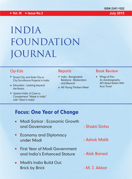 India Foundation Journal July 2015