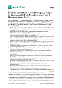 3D Chitin Scaffolds of Marine Demosponge Origin For