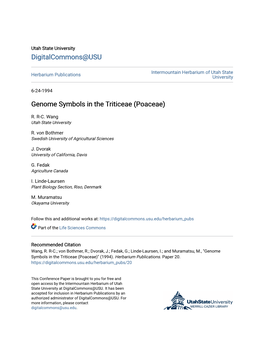 Genome Symbols in the Triticeae (Poaceae)