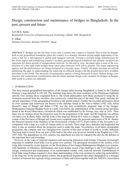 Design, Construction and Maintenance of Bridges in Bangladesh: in the Past, Present and Future