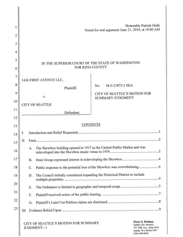 Honorable Patrick Oishi Noted for Oral Argument June 21, 2019, at 10:00 AM in the SUPERIOR COURT of the STATE of WASHINGTON