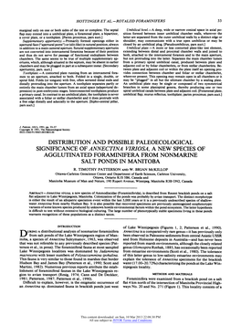 Distribution and Possible Paleoecological Significance Of