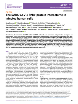 The SARS-Cov-2 RNA–Protein Interactome in Infected Human Cells