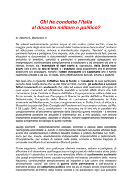 Chi Ha Condotto L'italia Al Disastro Militare E Politico?