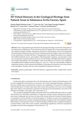 3D Virtual Itinerary in the Geological Heritage from Natural Areas in Salamanca-Ávila-Cáceres, Spain