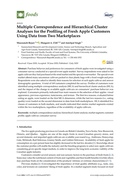 Multiple Correspondence and Hierarchical Cluster Analyses for the Proﬁling of Fresh Apple Customers Using Data from Two Marketplaces