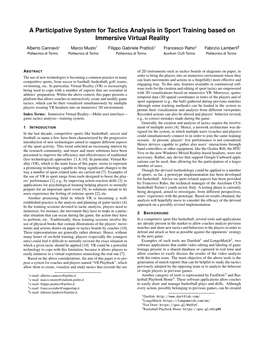 A Participative System for Tactics Analysis in Sport Training Based on Immersive Virtual Reality