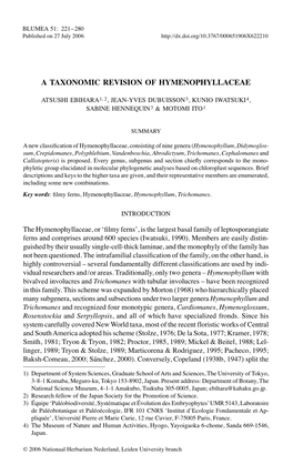 A Taxonomic Revision of Hymenophyllaceae