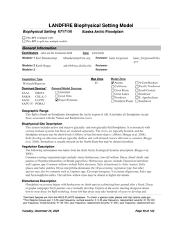 LANDFIRE Biophysical Setting Model Biophysical Setting 6717150 Alaska Arctic Floodplain