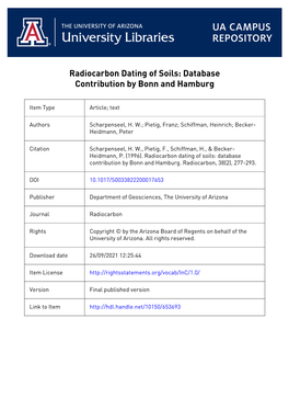 Radiocarbon Dating of Soils: Database Contribution by Bonn and Hamburg