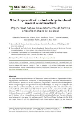 Natural Regeneration in a Mixed Ombrophilous Forest Remnant In