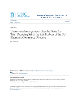 Unanswered Arrrrguments After the Pirate Bay Trial: Dropping Sail in the Safe Harbors of the EU Electronic Commerce Directive J