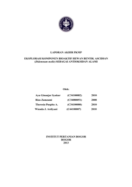 Didemnum Molle) SEBAGAI ANTIOKSIDAN ALAMI