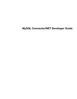 Mysql Connector/NET Developer Guide Abstract