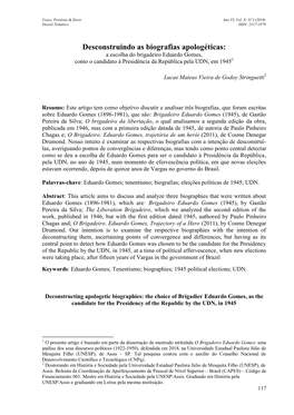 Desconstruindo As Biografias Apologéticas: a Escolha Do Brigadeiro Eduardo Gomes, Como O Candidato À Presidência Da República Pela UDN, Em 19451