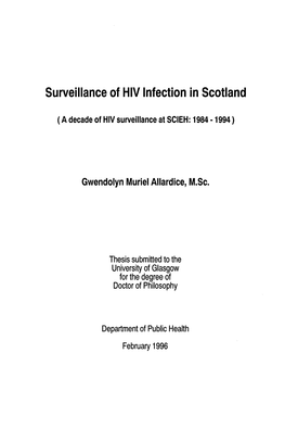 Surveillance of HIV Infection in Scotland