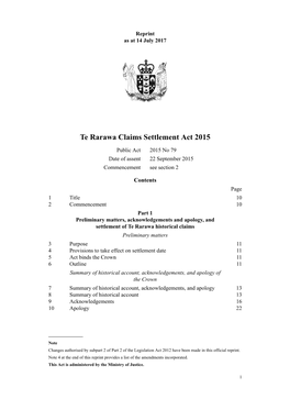 Te Rarawa Claims Settlement Act 2015