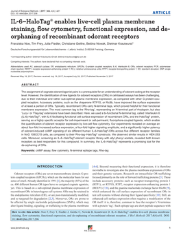 IL-6–Halotag® Enables Live-Cell Plasma Membrane Staining, Flow