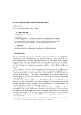 Weakly Homogeneous Optimization Problems