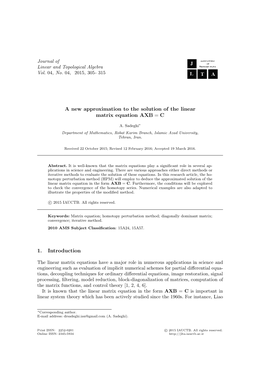 A New Approximation to the Solution of the Linear Matrix Equation AXB = C