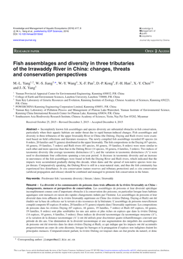 Fish Assemblages and Diversity in Three Tributaries of the Irrawaddy River in China: Changes, Threats and Conservation Perspectives