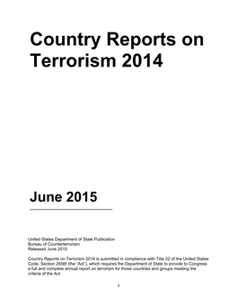Country Reports on Terrorism 2014