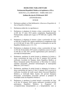 1 DEZBATERI PARLAMENTARE Parlamentul Republicii Moldova De