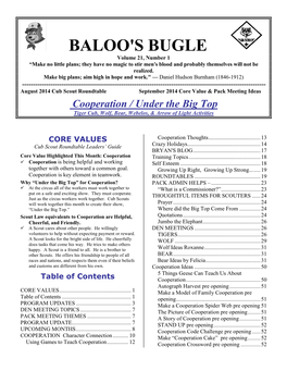 BALOO's BUGLE Volume 21, Number 1 “Make No Little Plans; They Have No Magic to Stir Men's Blood and Probably Themselves Will Not Be Realized