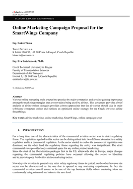 Online Marketing Campaign Proposal for the Smartwings Company