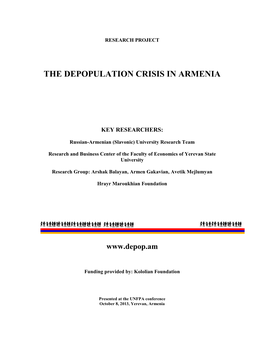 The Depopulation Crisis in Armenia