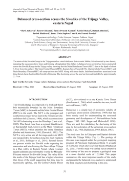 Balanced Cross-Section Across the Siwaliks of the Trijuga Valley, Eastern Nepal