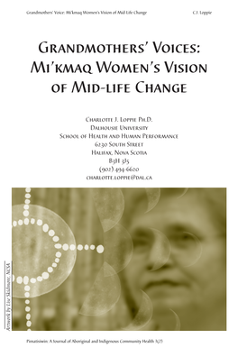 Grandmothers' Voices: Mi'kmaq Women's Vision of Mid-Life Change