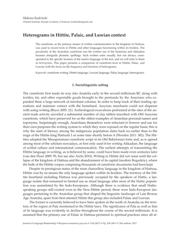 Heterograms in Hittite, Palaic, and Luwian Context