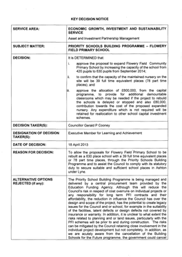 Flowery Field Key Decision Notice