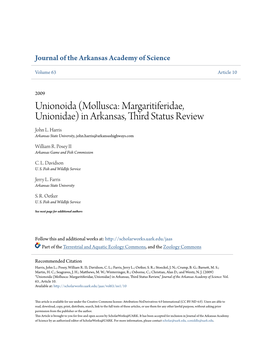 (Mollusca: Margaritiferidae, Unionidae) in Arkansas, Third Status Review John L