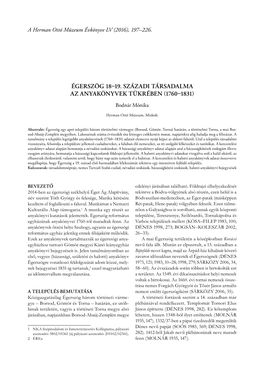 Égerszög 18–19. Századi Társadalma Az Anyakönyvek Tükrében (1760–1831) 199