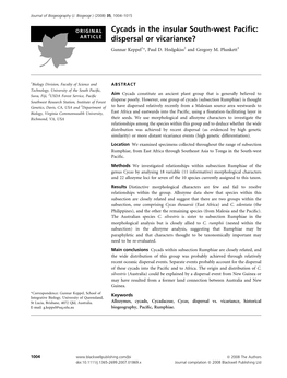 Cycads in the Insular South-West Pacific: Dispersal Or Vicariance?