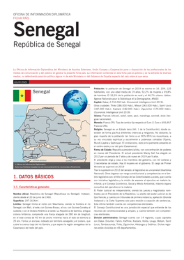 FICHA PAÍS Senegal República De Senegal