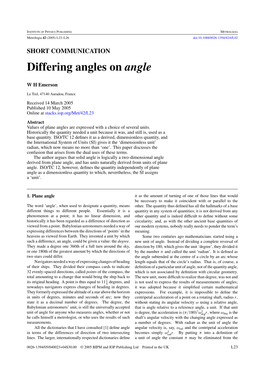 Differing Angles on Angle