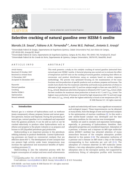 Selective Cracking of Natural Gasoline Over HZSM-5 Zeolite