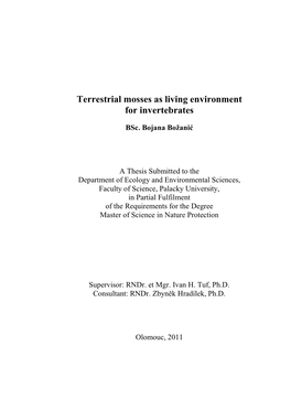 Terrestrial Mosses As Living Environment for Invertebrates